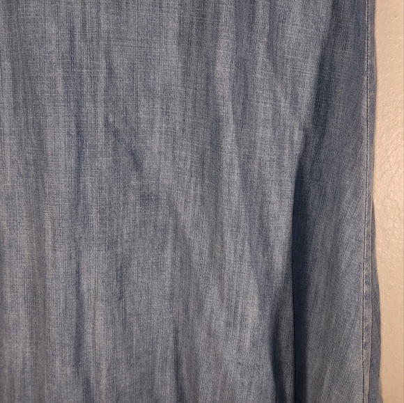 Anthropologie Dress Size S Blue Chambray Halter Embroidered Sleeveless Trapeze - Picture 3 of 9